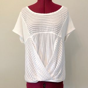 DKNY | Sheer Striped Pleated Blouse